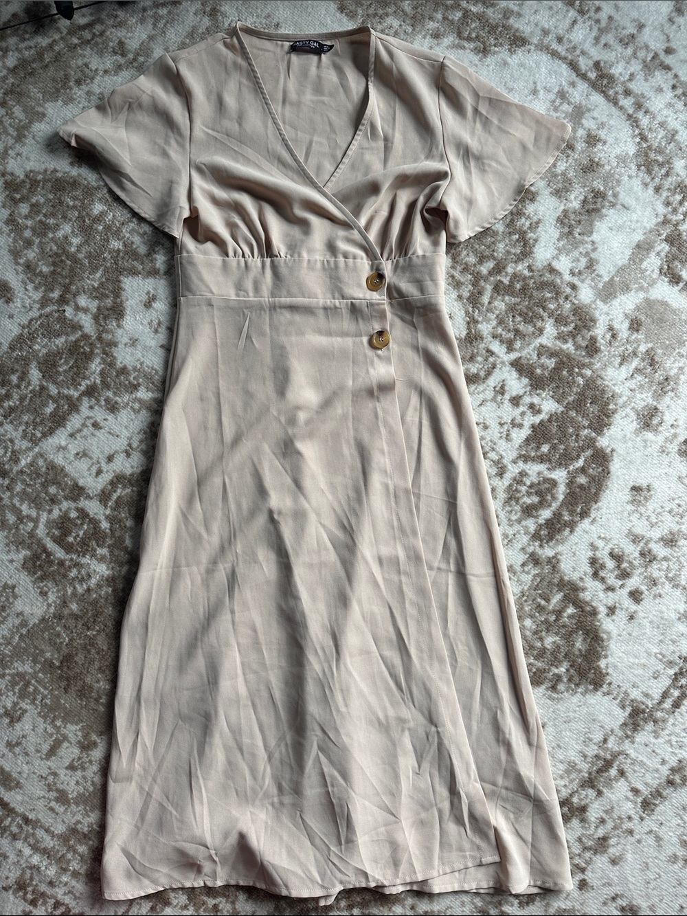 Nasty Gal Tan Wrap-Style Midi Dress